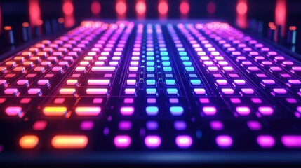 Poster - Futuristic mixer glowing with dynamic standards digital studio product showcase high-tech environment focused view innovative design
