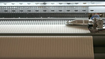 Poster - straight strands texture background, sewing equipment, loom equipment at a garment factory machine
