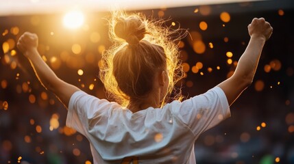 Female fans unite in joyful celebration during thrilling soccer match