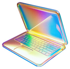 Wall Mural - PNG A glass laptop icon illustration computer rainbow.