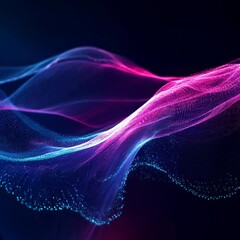 Wall Mural - vibrant abstract waves of pink and blue light create dynamic digital visual experience.