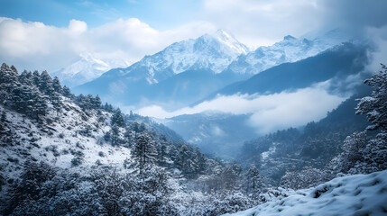 Wall Mural - Stunning Himalayan landscape covered in snow