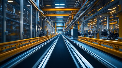 Leinwandbilder - Efficient Conveyor Belt in Advanced Automated Industrial Manufacturing Facility : Generative AI