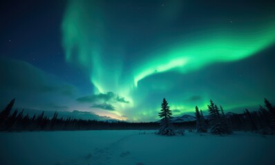 breathtaking northern lights over snowy landscape
