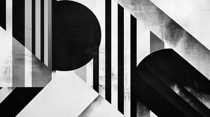 Wall Mural - abstract monochrome geometric shapes design.