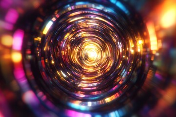 Leinwandbilder - Vibrant Abstract Tunnel with Radiant Light in Multicolored Motion Effect : Generative AI