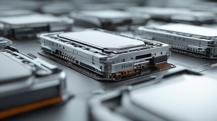 Poster - High Tech Microchips on Circuit Board in Futuristic Electronics Lab Setting : Generative AI