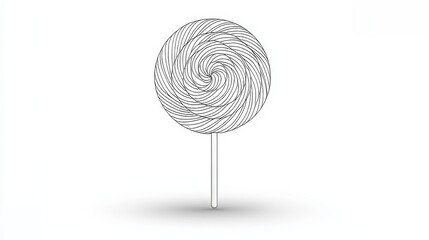 Wall Mural - Outline Swirl Lollipop Drawing, A Vector Illustration Featuring Black Lines on a White Background