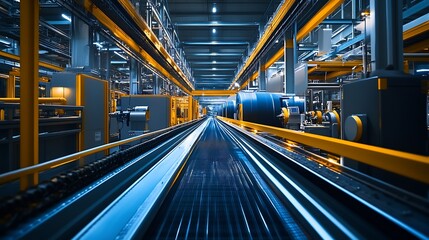 Leinwandbilder - State-of-the-Art Industrial Conveyor System in a Smart Manufacturing Facility : Generative AI