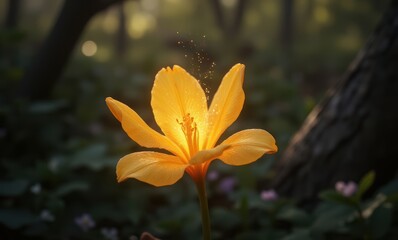 Canvas Print - Bright yellow flower in soft light