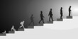 © Alex Darts - Men, stages of development. Silhouettes on stairs going towards the light. The speed of life.