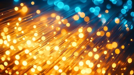 Leinwandbilder - Futuristic Glowing Bokeh Lights with Vibrant Orange and Blue Colors : Generative AI