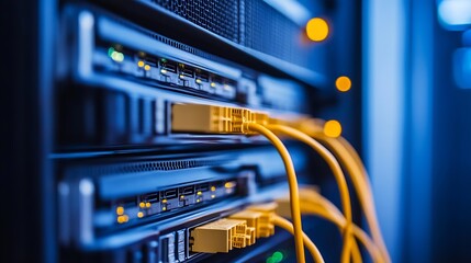 Aufkleber - Detailed Image of Cables and Servers in a High-Tech Data Center Facility : Generative AI