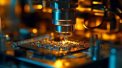 Aufkleber - Cutting Edge CNC Machine Operating on Microchip Circuitry for Electronics Manufacturing : Generative AI