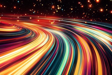 Aufkleber - Colorful Vortex of Celestial Light Streams with Glowing Stars and Cosmic Backdrop : Generative AI