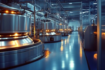Aufkleber - Modern industrial production line in a high-tech factory with advanced machinery and equipment : Generative AI