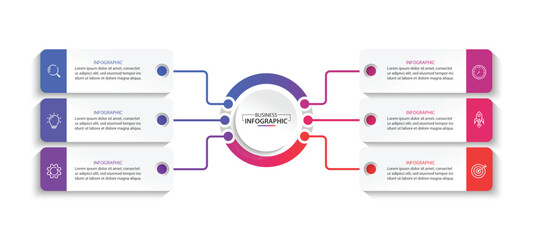 Wall Mural - vector infographic label design with circle infographic template design and 6 options or steps.