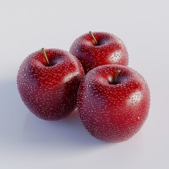 Wall Mural - Fresh and Juicy Red Apples with Water Droplets on a Light Background for Healthy Lifestyle Imagery