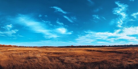 Aufkleber - Wide angle shot showcasing the expansive view over a vibrant blue field, capturing the serene beauty and vastness of the blue field in all its glory. Enjoy the tranquility of the blue field.