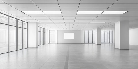 Aufkleber - Contemporary white ceiling in an open, vacant room offers ample space available for the inclusion of text or additional information.