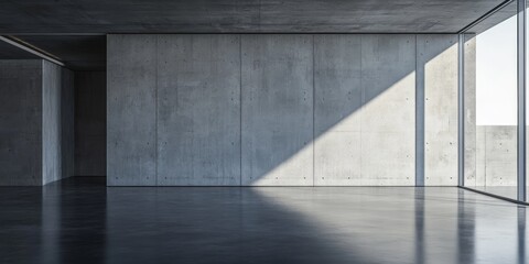 Poster - Empty concrete floor and wall create a minimalist space, showcasing the stark beauty of an empty concrete floor and wall, ideal for various design and artistic projects.