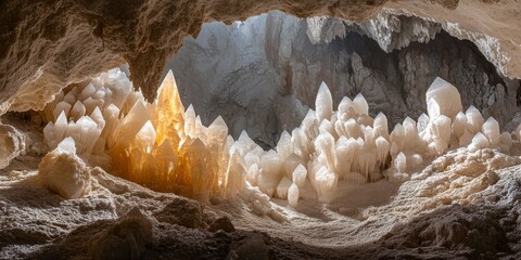 Aufkleber - Stunning calcite formations in a mine showcase the beauty of calcite crystals, highlighting the intricate details and natural patterns of calcite. A true wonder for geology enthusiasts and collectors.
