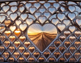 Wall Mural - stained glass heart window