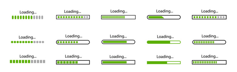 loading bar icons. set loading bar progress icon. loading status on white background. vector illustr