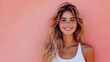 © Siasart Stock - Woman Smiles Beautifully Against Pink Wall Background