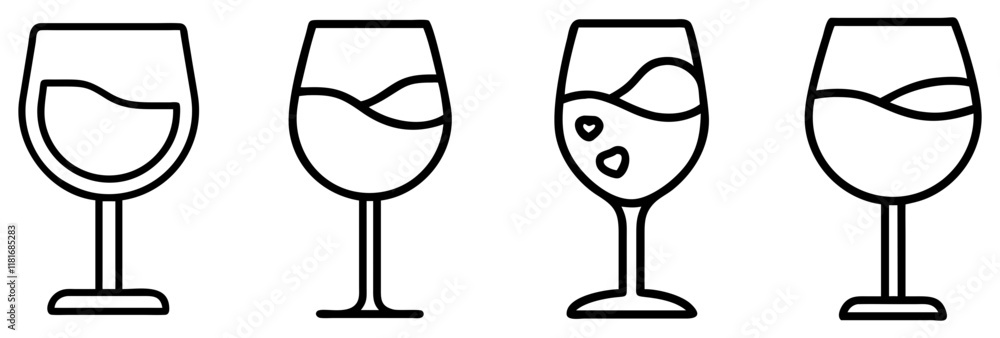 Image vectorielle Stock glass of ros icon, drinks line art, drinks ...