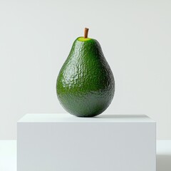 Wall Mural - Fresh and Vibrant Avocado on a Minimalist Display with Soft Background Lighting