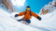 © Siasart Stock - Snowboarding Thrills: Rider Carves Down Snowy Mountain on Sunny Day