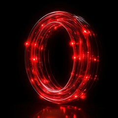 Wall Mural - abstract red glowing light ring futuristic energy circle digital technology background
