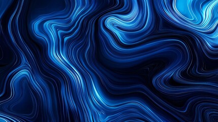 Wall Mural - a mesmerizing abstract design featuring flowing blue waves and curvatures, creating a dynamic visual