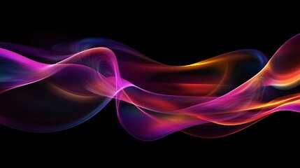 Wall Mural - vibrant abstract wave patterns in a spectrum of colors on a dark background.