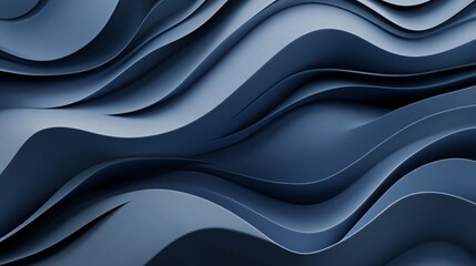 Wall Mural - A dynamic abstract background featuring flowing waves in deep blue tones.