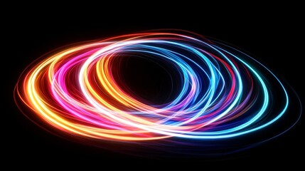 Wall Mural - Vibrant swirl of colorful light trails creating a dynamic abstract pattern.