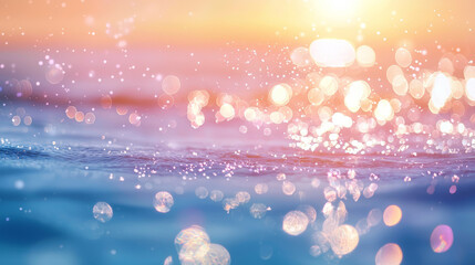 Wall Mural - Glistening marine surface during a vivid sunrise with sparkling light reflections