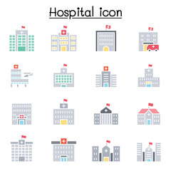 Poster - Hospital icon set in thin line style