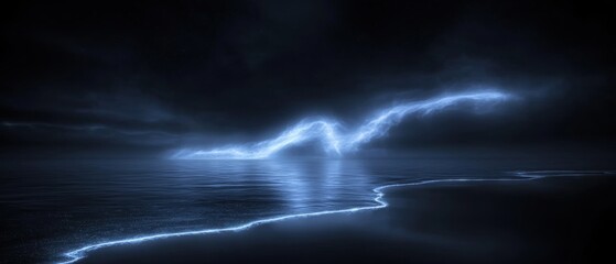 Wall Mural - A dark sky with a bright blue streak of light