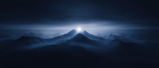 Wall Mural - A mountain range with a sun in the sky