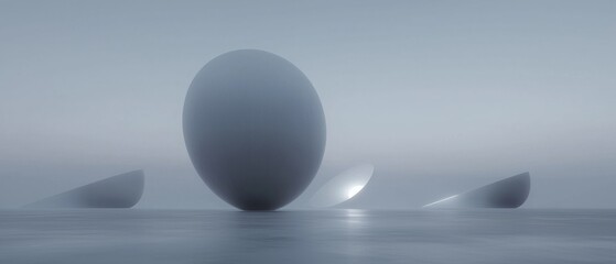 Wall Mural - A group of white spheres are floating on the water