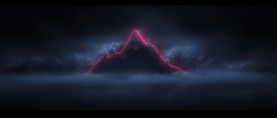 Wall Mural - A mountain with red glowing rocks on top