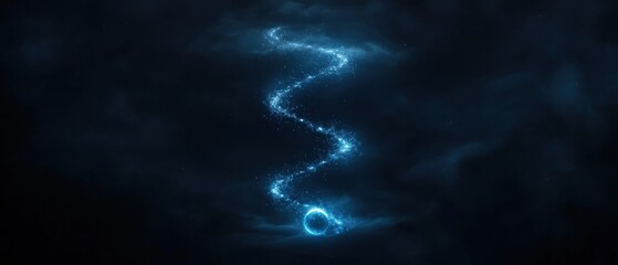 Wall Mural - A blue and white image of a glowing, spiraling line of stars