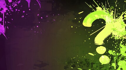 Wall Mural - Grunge background with lime green question mark.