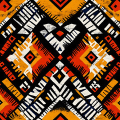 Poster - abstract geometric seamless pattern. ethnic background, aztec or african traditional style. black hi