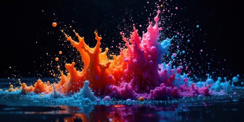 Poster - Vibrant Colored Liquid Collision Creating an Abstract Art Splash