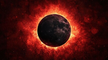 Wall Mural - Fiery Celestial Eclipse Dramatic Space Phenomena