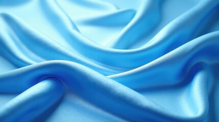 Aufkleber - Serene Light Blue Silk Fabric Draped in Elegant Waves and Soft Folds