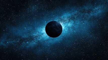Wall Mural - Dark Planet in a Blue Nebula - Cosmic Background